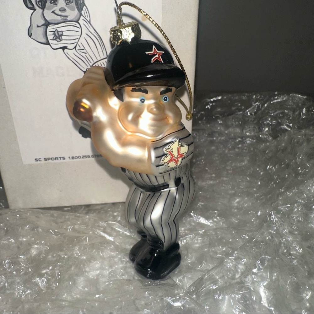 Blown Glass Ornament Houston Astros Baseball Player Christmas Holiday Gift - Picture 2 of 9